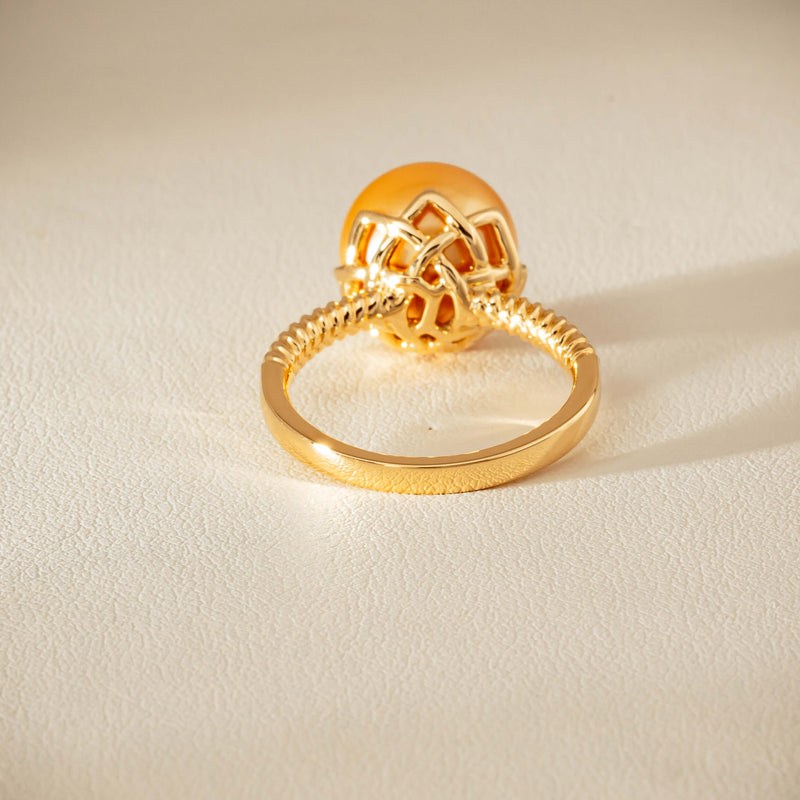 18ct Yellow Gold 11.2mm Golden Pearl Selene Ring