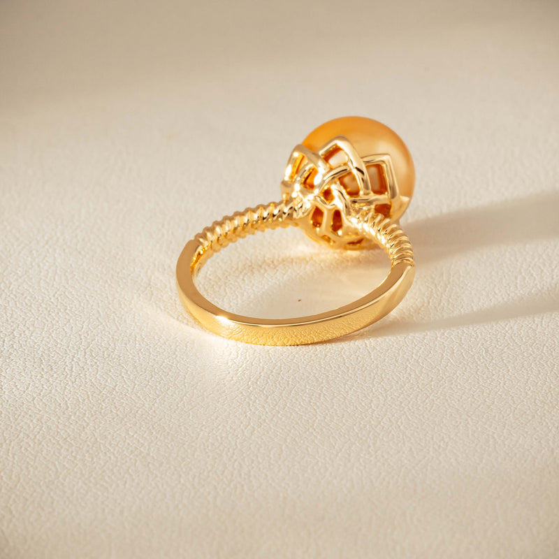 18ct Yellow Gold 11.2mm Golden Pearl Selene Ring