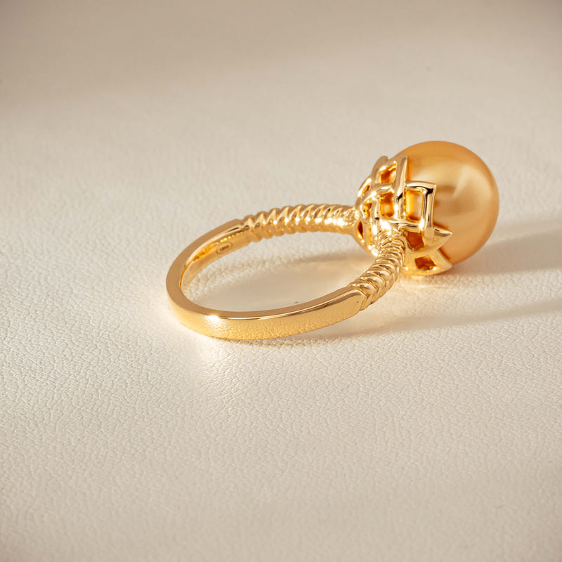 18ct Yellow Gold 11.2mm Golden Pearl Selene Ring