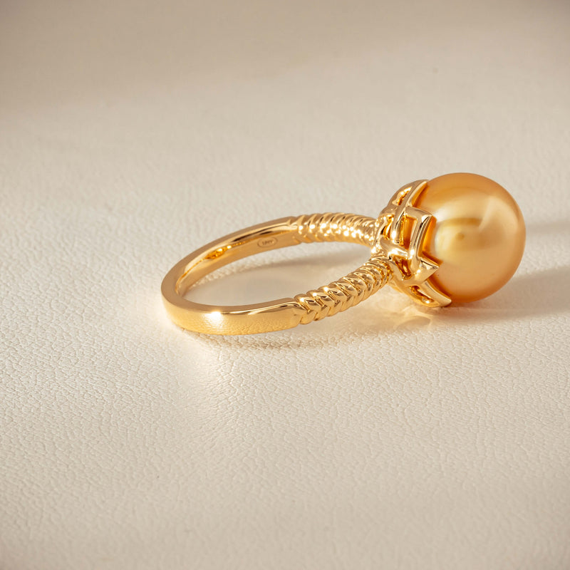 18ct Yellow Gold 11.2mm Golden Pearl Selene Ring
