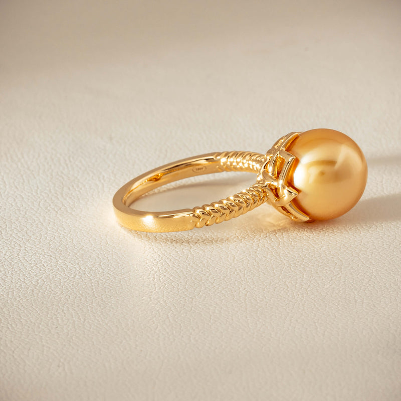 18ct Yellow Gold 11.2mm Golden Pearl Selene Ring