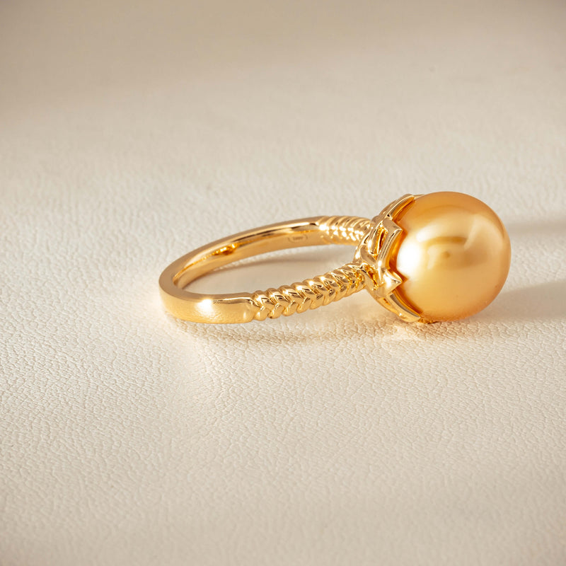 18ct Yellow Gold 11.2mm Golden Pearl Selene Ring