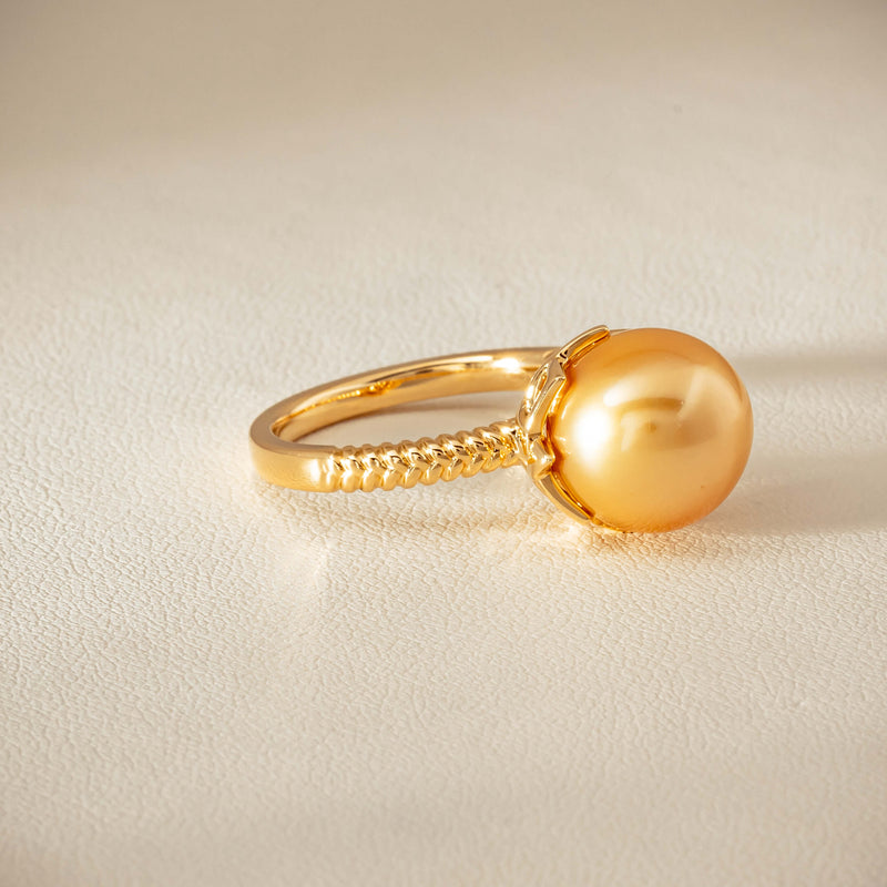 18ct Yellow Gold 11.2mm Golden Pearl Selene Ring