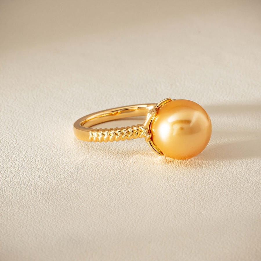 18ct Yellow Gold 11.2mm Golden Pearl Selene Ring