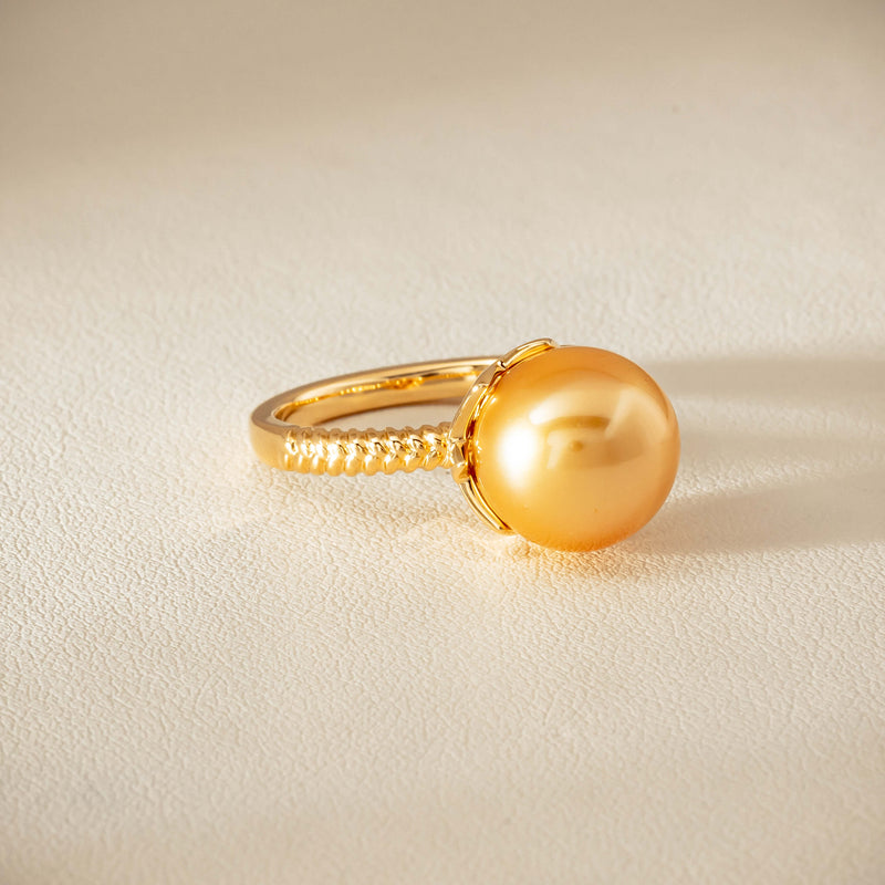 18ct Yellow Gold 11.2mm Golden Pearl Selene Ring