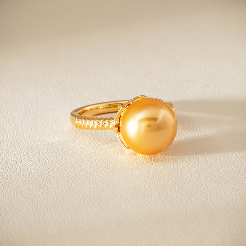 18ct Yellow Gold 11.2mm Golden Pearl Selene Ring