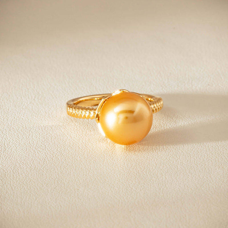 18ct Yellow Gold 11.2mm Golden Pearl Selene Ring