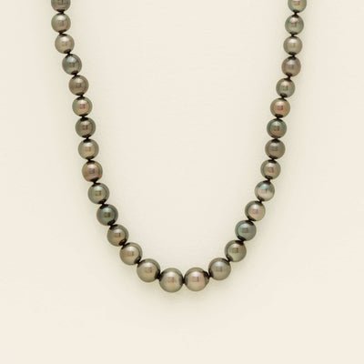 9ct White Gold 8-10mm Black Pearl Strand 47cm