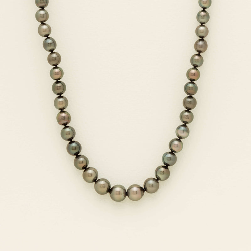 9ct White Gold 8-10mm Black Pearl Strand 47cm