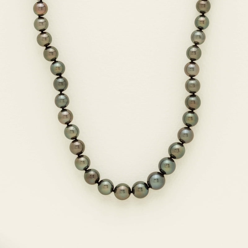 9ct White Gold 8-11mm Black Pearl Strand 45cm