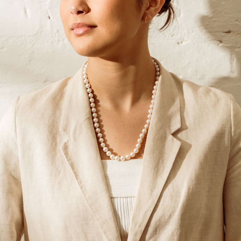 9ct White Gold Akoya 8.5-9mm Pearl Strand - 44cm