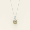 18ct White Gold 13.1mm Black Pearl & Diamond Pendant