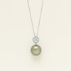 18ct White Gold 13mm Black Pearl Diamond Milgrain Pendant - Necklace - Walker & Hall