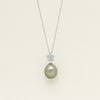 18ct White Gold 12.5mm Black Pearl Flower Pendant