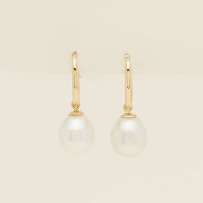 9ct Yellow Gold 9mm South Sea Pearl Hook Earrings