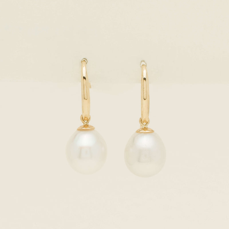 9ct Yellow Gold 9mm South Sea Pearl Hook Earrings