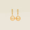 18ct Yellow Gold 11.6mm Golden Pearl Diamond Drop Earrings