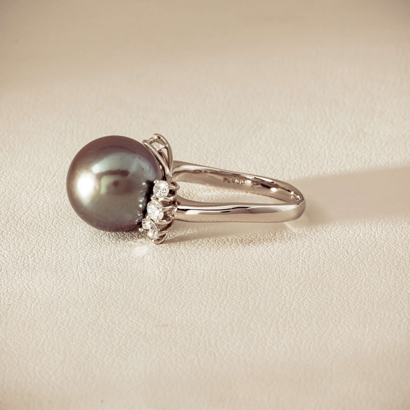 Deja Vu Platinum 12.9mm Black Pearl & Diamond Ring - Ring - Walker & Hall