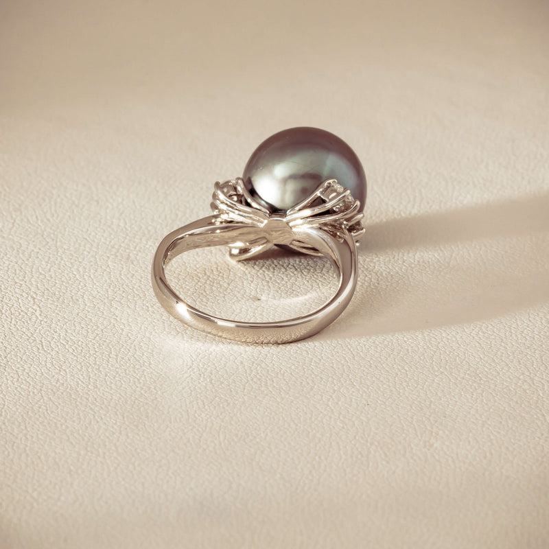 Deja Vu Platinum 12.9mm Black Pearl & Diamond Ring - Ring - Walker & Hall