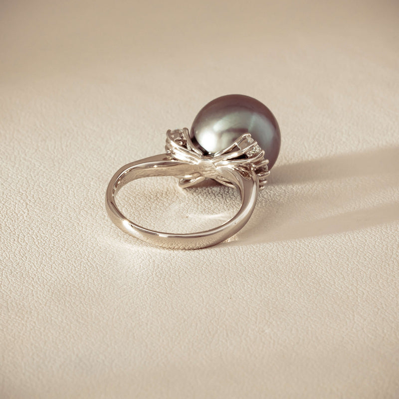 Deja Vu Platinum 12.9mm Black Pearl & Diamond Ring - Ring - Walker & Hall