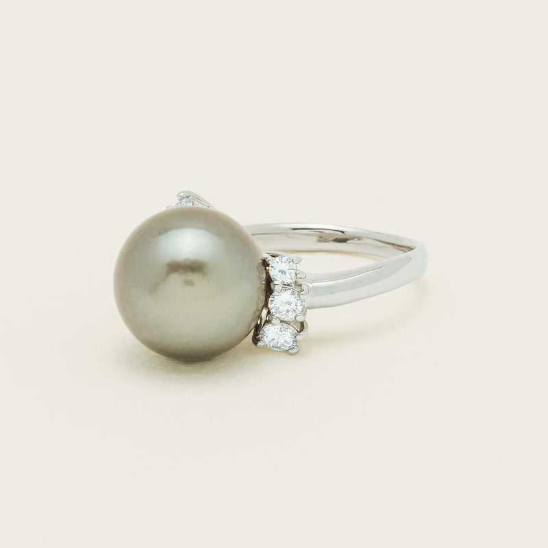 Deja Vu Platinum 12.9mm Black Pearl & Diamond Ring - Ring - Walker & Hall