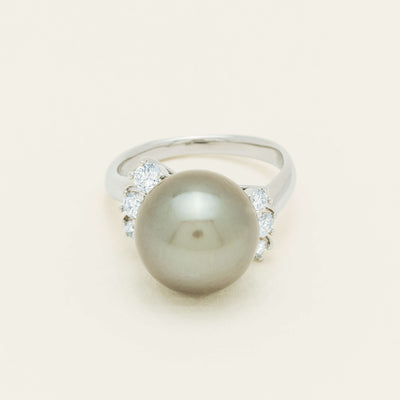 Deja Vu Platinum 12.9mm Black Pearl & Diamond Ring - Ring - Walker & Hall