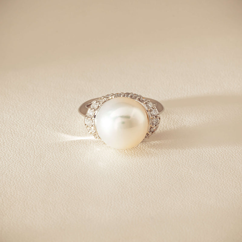 Deja Vu Platinum 12.3mm South Sea Pearl & Diamond Ring - Ring - Walker & Hall