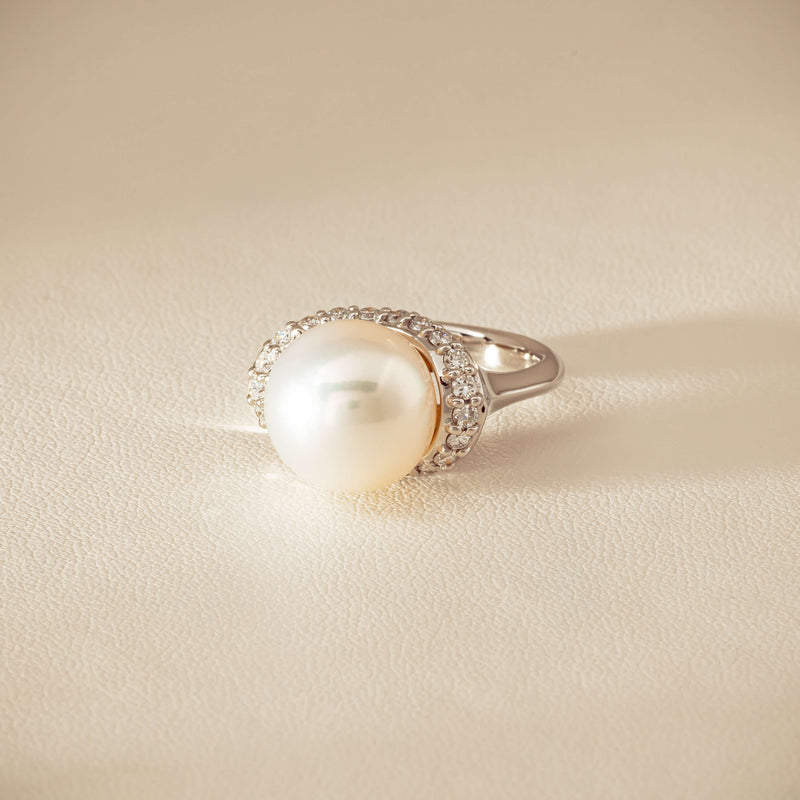 Deja Vu Platinum 12.3mm South Sea Pearl & Diamond Ring - Ring - Walker & Hall