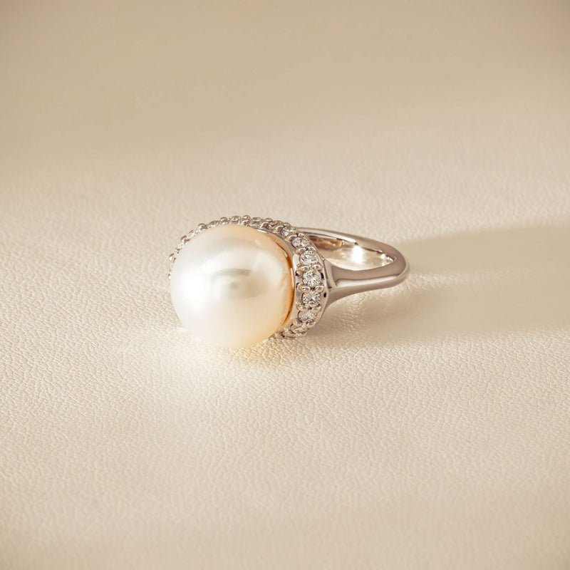 Deja Vu Platinum 12.3mm South Sea Pearl & Diamond Ring - Ring - Walker & Hall