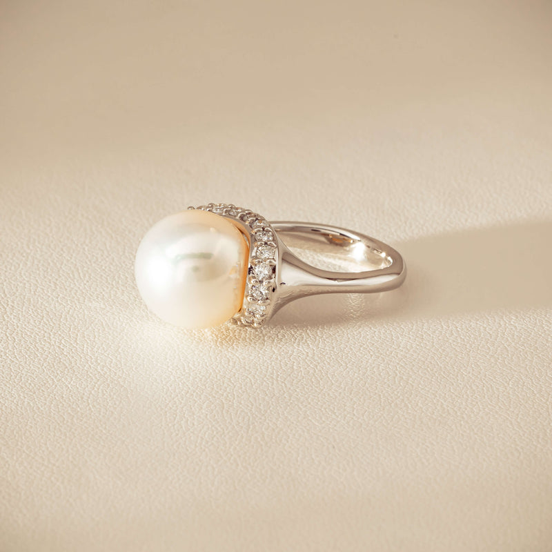 Deja Vu Platinum 12.3mm South Sea Pearl & Diamond Ring - Ring - Walker & Hall