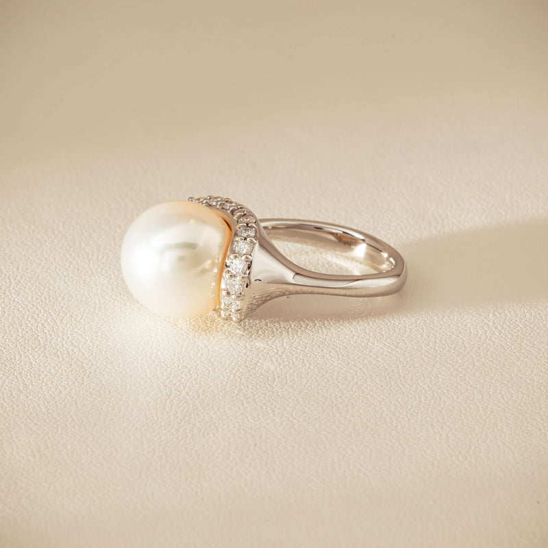 Deja Vu Platinum 12.3mm South Sea Pearl & Diamond Ring - Ring - Walker & Hall