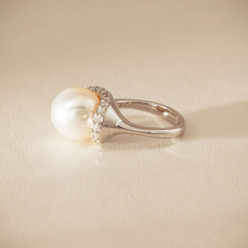 Deja Vu Platinum 12.3mm South Sea Pearl & Diamond Ring - Ring - Walker & Hall