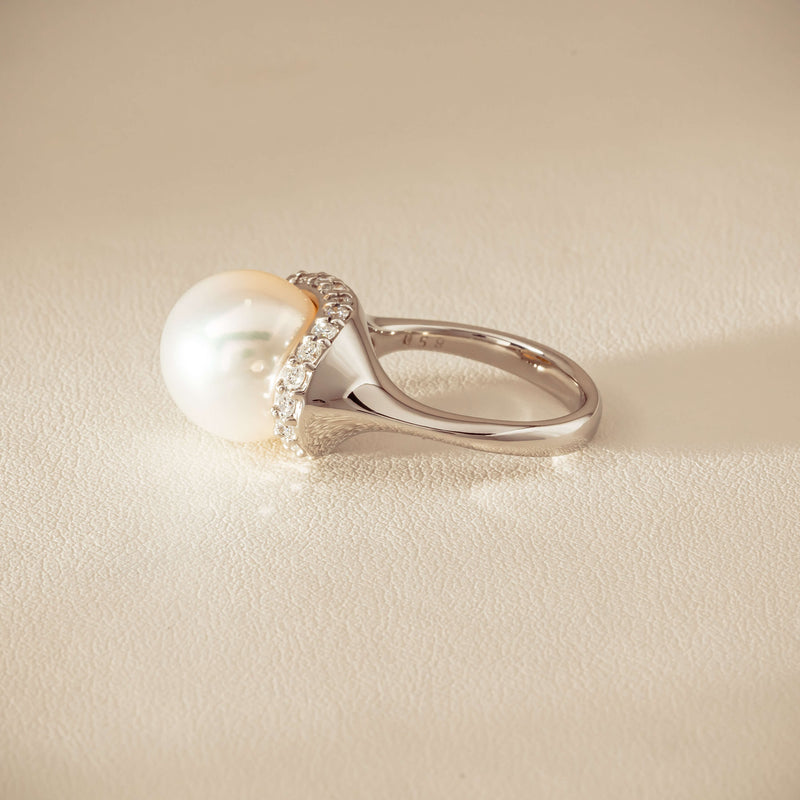 Deja Vu Platinum 12.3mm South Sea Pearl & Diamond Ring - Ring - Walker & Hall