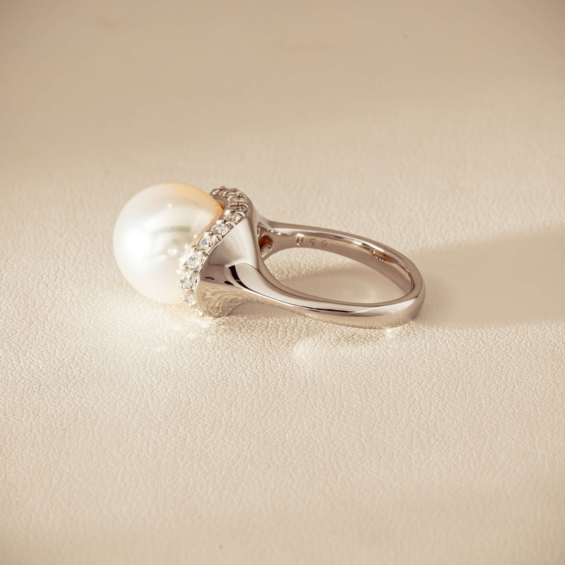Deja Vu Platinum 12.3mm South Sea Pearl & Diamond Ring - Ring - Walker & Hall