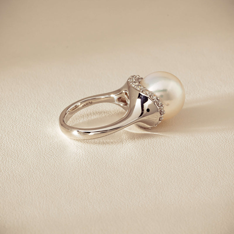 Deja Vu Platinum 12.3mm South Sea Pearl & Diamond Ring - Ring - Walker & Hall