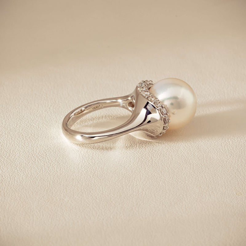 Deja Vu Platinum 12.3mm South Sea Pearl & Diamond Ring - Ring - Walker & Hall