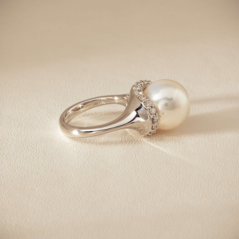 Deja Vu Platinum 12.3mm South Sea Pearl & Diamond Ring - Ring - Walker & Hall