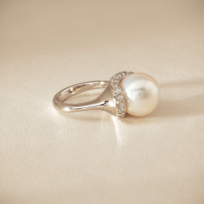 Deja Vu Platinum 12.3mm South Sea Pearl & Diamond Ring - Ring - Walker & Hall