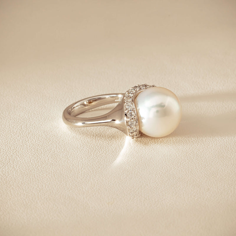 Deja Vu Platinum 12.3mm South Sea Pearl & Diamond Ring - Ring - Walker & Hall