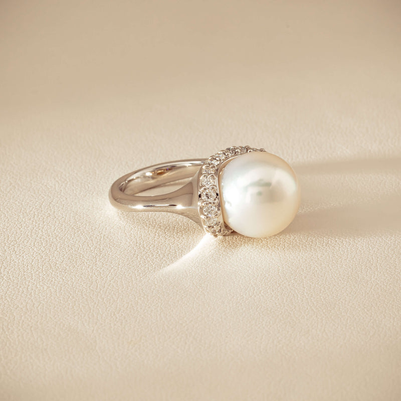 Deja Vu Platinum 12.3mm South Sea Pearl & Diamond Ring - Ring - Walker & Hall