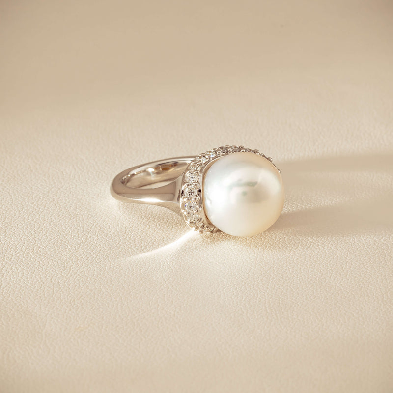 Deja Vu Platinum 12.3mm South Sea Pearl & Diamond Ring - Ring - Walker & Hall