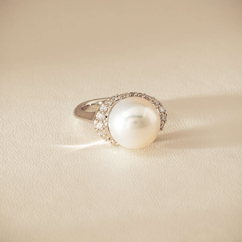 Deja Vu Platinum 12.3mm South Sea Pearl & Diamond Ring - Ring - Walker & Hall