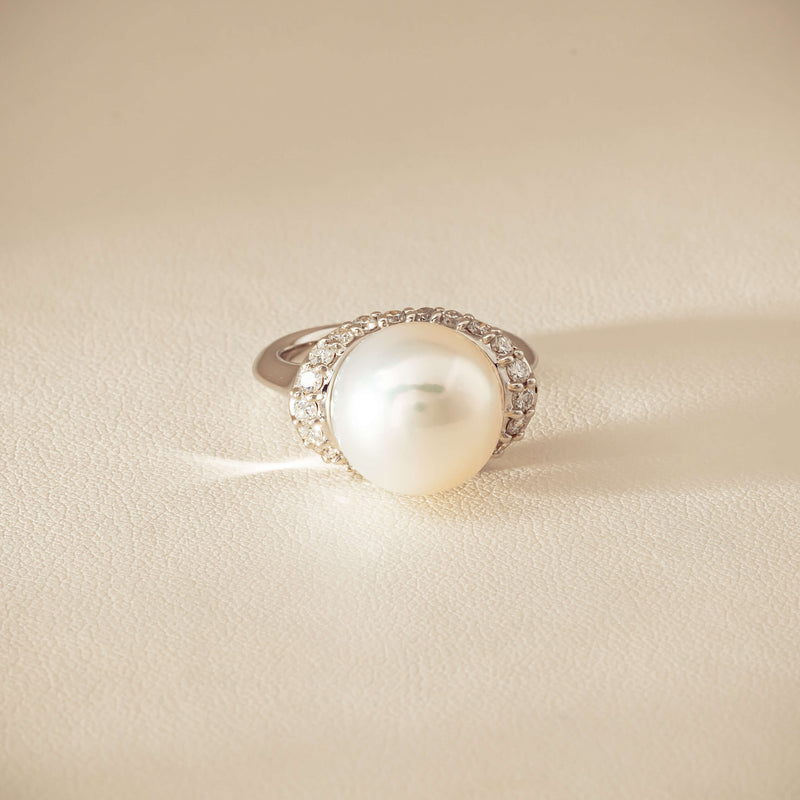 Deja Vu Platinum 12.3mm South Sea Pearl & Diamond Ring - Ring - Walker & Hall