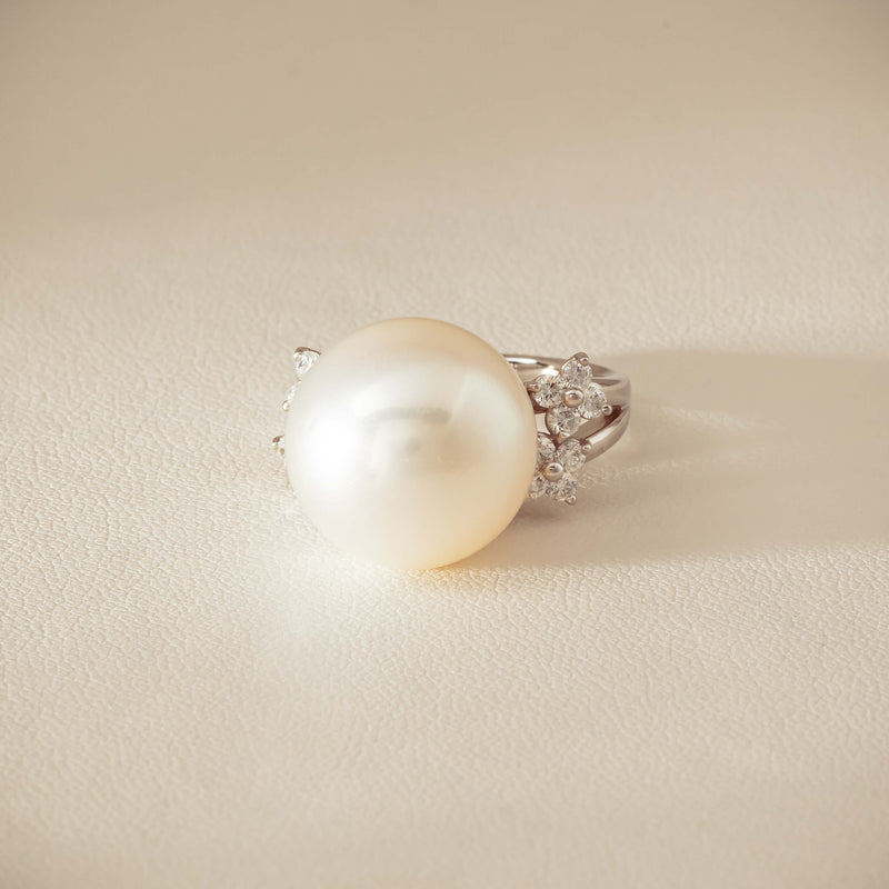 Deja Vu Platinum 15.1mm South Sea Pearl & Diamond Ring - Ring - Walker & Hall