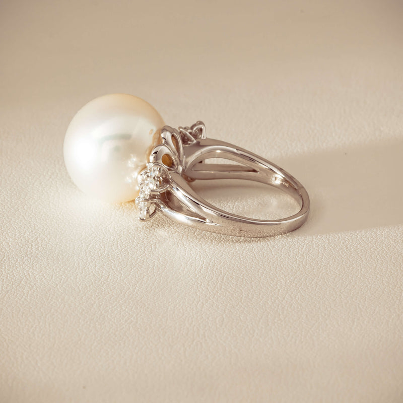Deja Vu Platinum 15.1mm South Sea Pearl & Diamond Ring - Ring - Walker & Hall
