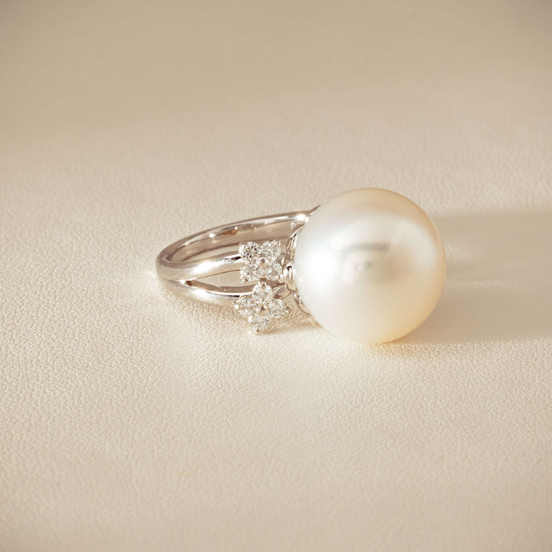 Deja Vu Platinum 15.1mm South Sea Pearl & Diamond Ring - Ring - Walker & Hall