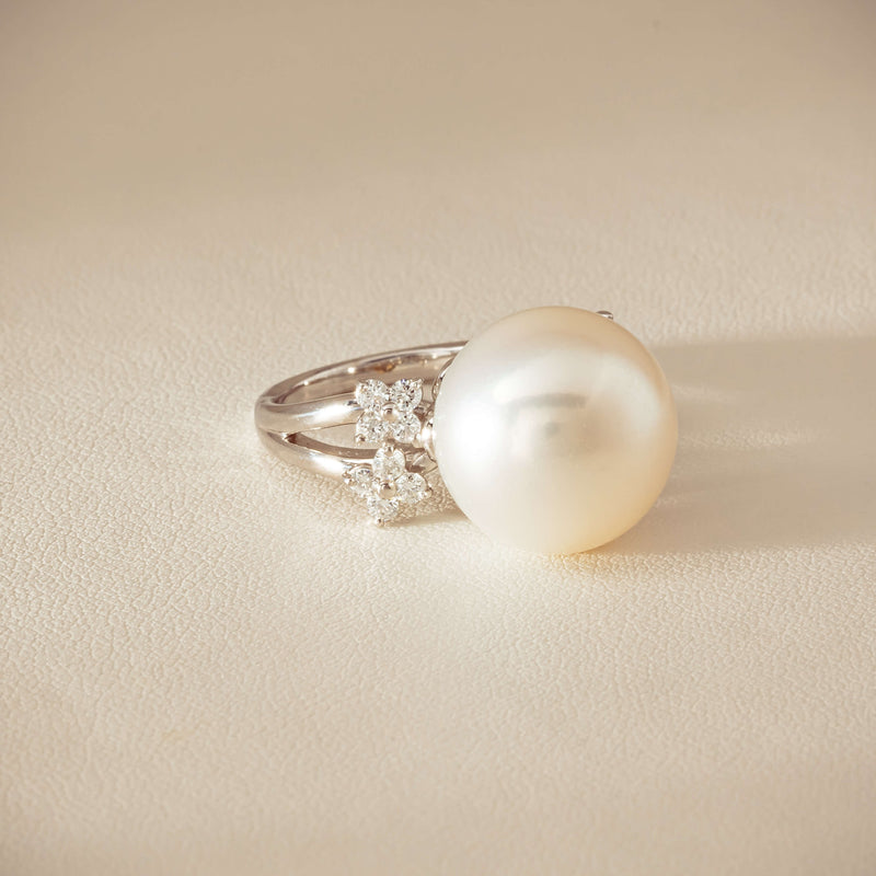 Deja Vu Platinum 15.1mm South Sea Pearl & Diamond Ring - Ring - Walker & Hall