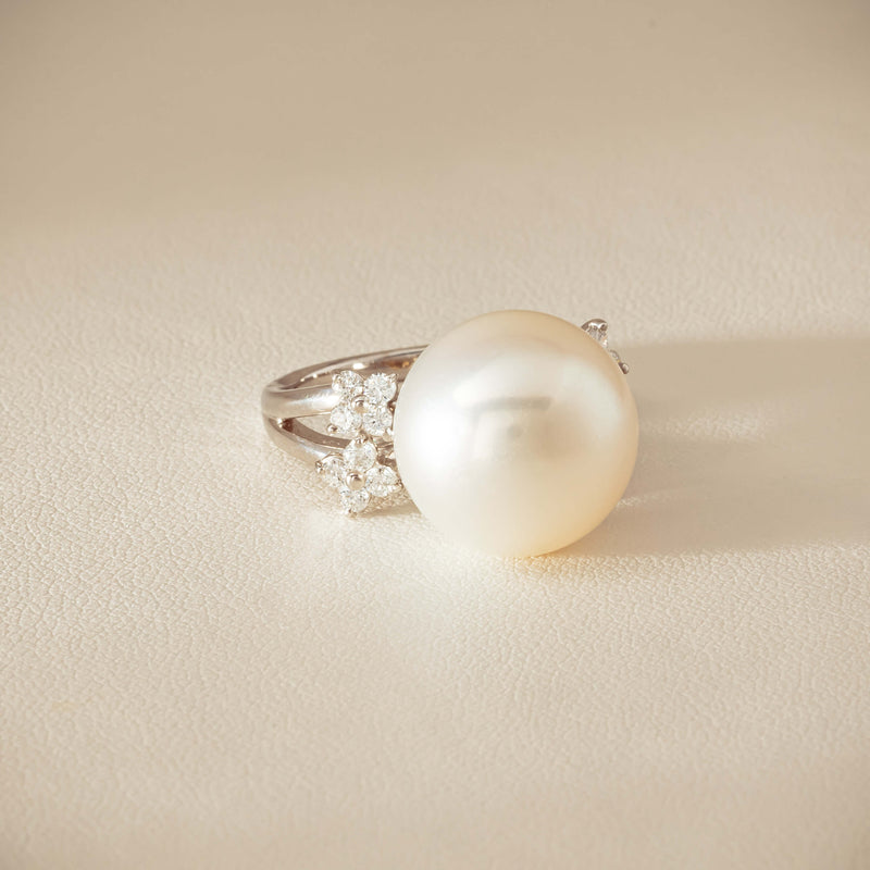 Deja Vu Platinum 15.1mm South Sea Pearl & Diamond Ring - Ring - Walker & Hall