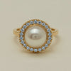 18ct Yellow Gold 9mm South Sea Pearl & Diamond Daisy Ring - Ring - Walker & Hall