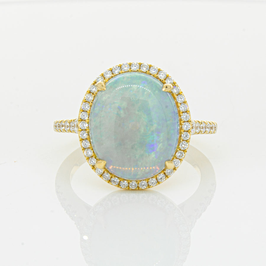 18ct Yellow Gold 4.05ct Opal & Diamond Sierra Ring